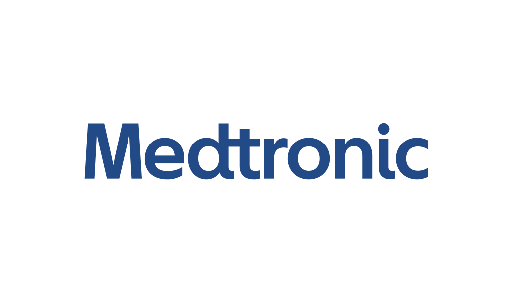 Medtronic wordmark in blue on a white background