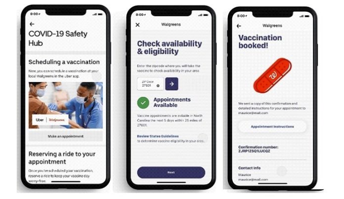 Uber and Walgreens Launch New Nationwide Vaccine Appointment and Ride Scheduling Feature Through the Uber app in USA